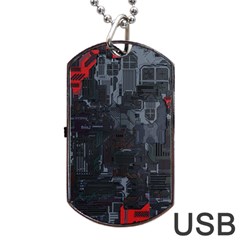 Abstract Tech Computer Motherboard Technology Dog Tag Usb Flash (one Side) by Cemarart