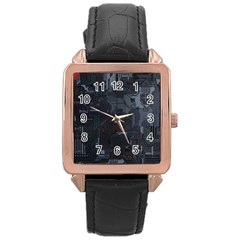 Abstract Tech Computer Motherboard Technology Rose Gold Leather Watch  by Cemarart