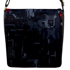 Abstract Tech Computer Motherboard Technology Flap Closure Messenger Bag (s) by Cemarart