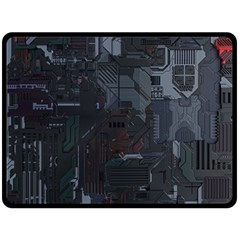 Abstract Tech Computer Motherboard Technology Two Sides Fleece Blanket (large) by Cemarart