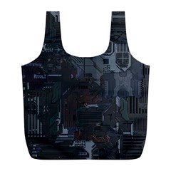 Abstract Tech Computer Motherboard Technology Full Print Recycle Bag (l) by Cemarart