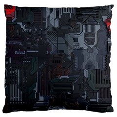 Abstract Tech Computer Motherboard Technology Standard Premium Plush Fleece Cushion Case (one Side)