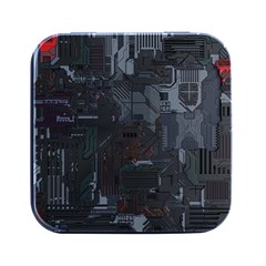 Abstract Tech Computer Motherboard Technology Square Metal Box (black) by Cemarart