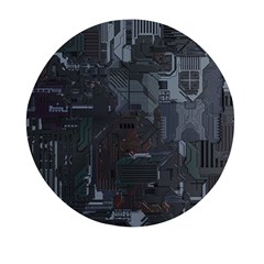 Abstract Tech Computer Motherboard Technology Mini Round Pill Box by Cemarart