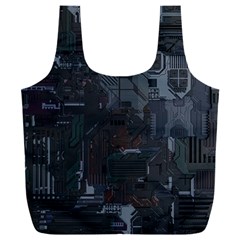 Abstract Tech Computer Motherboard Technology Full Print Recycle Bag (xxxl) by Cemarart