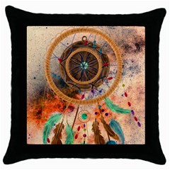 Dream Catcher Colorful Vintage Throw Pillow Case (black) by Cemarart