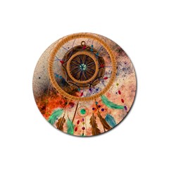 Dream Catcher Colorful Vintage Rubber Round Coaster (4 Pack) by Cemarart