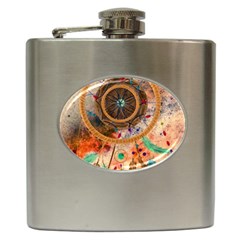 Dream Catcher Colorful Vintage Hip Flask (6 Oz) by Cemarart