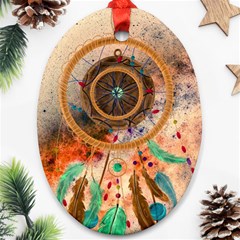 Dream Catcher Colorful Vintage Oval Ornament (two Sides) by Cemarart