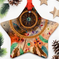 Dream Catcher Colorful Vintage Star Ornament (two Sides) by Cemarart