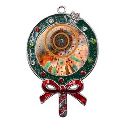 Dream Catcher Colorful Vintage Metal X mas Lollipop With Crystal Ornament