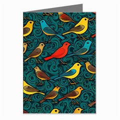 Bird Pattern Colorful Greeting Card by Cemarart