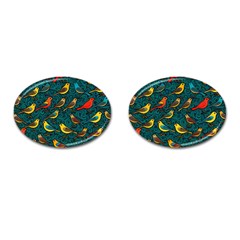 Bird Pattern Colorful Cufflinks (oval) by Cemarart