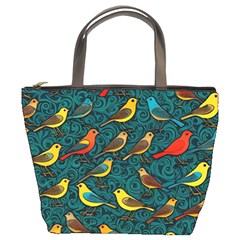 Bird Pattern Colorful Bucket Bag by Cemarart