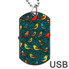 Bird Pattern Colorful Dog Tag Usb Flash (two Sides) by Cemarart