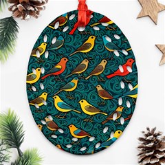 Bird Pattern Colorful Oval Filigree Ornament (two Sides) by Cemarart