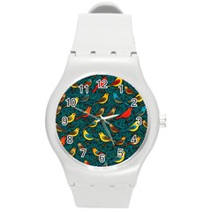 Bird Pattern Colorful Round Plastic Sport Watch (m) by Cemarart