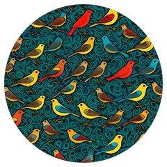 Bird Pattern Colorful Round Trivet by Cemarart