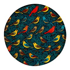 Bird Pattern Colorful Round Glass Fridge Magnet (4 Pack) by Cemarart