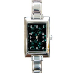 Space Time Abstract Pattern Alien Dark Green Pattern Rectangle Italian Charm Watch by Cemarart