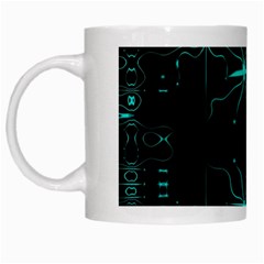 Space Time Abstract Pattern Alien Dark Green Pattern White Mug by Cemarart