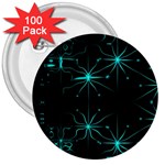 Space Time Abstract Pattern Alien Dark Green Pattern 3  Buttons (100 pack)  Front