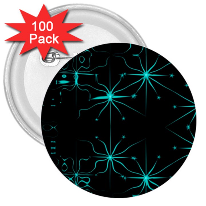 Space Time Abstract Pattern Alien Dark Green Pattern 3  Buttons (100 pack) 