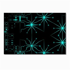 Space Time Abstract Pattern Alien Dark Green Pattern Postcards 5  X 7  (pkg Of 10) by Cemarart