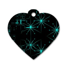 Space Time Abstract Pattern Alien Dark Green Pattern Dog Tag Heart (one Side) by Cemarart