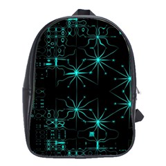 Space Time Abstract Pattern Alien Dark Green Pattern School Bag (large) by Cemarart