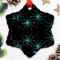 Space Time Abstract Pattern Alien Dark Green Pattern Snowflake Ornament (two Sides) by Cemarart