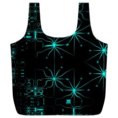 Space Time Abstract Pattern Alien Dark Green Pattern Full Print Recycle Bag (xl) by Cemarart