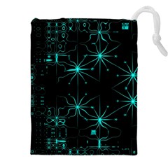 Space Time Abstract Pattern Alien Dark Green Pattern Drawstring Pouch (4xl) by Cemarart