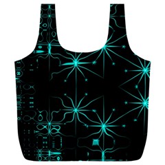 Space Time Abstract Pattern Alien Dark Green Pattern Full Print Recycle Bag (xxl) by Cemarart