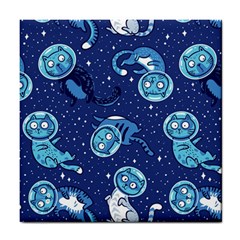 Cat Astronaut Space Suit Pattern Tile Coaster by Cemarart