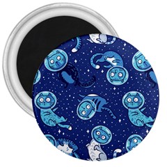 Cat Astronaut Space Suit Pattern 3  Magnets by Cemarart