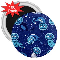 Cat Astronaut Space Suit Pattern 3  Magnets (100 Pack) by Cemarart