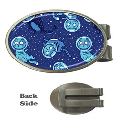 Cat Astronaut Space Suit Pattern Money Clips (oval)  by Cemarart