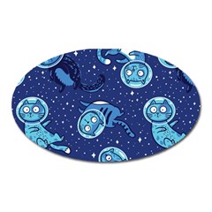 Cat Astronaut Space Suit Pattern Oval Magnet by Cemarart