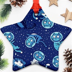 Cat Astronaut Space Suit Pattern Star Ornament (two Sides) by Cemarart