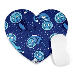 Cat Astronaut Space Suit Pattern Heart Mousepad by Cemarart