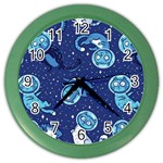 Cat Astronaut Space Suit Pattern Color Wall Clock Front