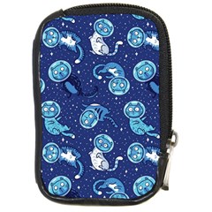 Cat Astronaut Space Suit Pattern Compact Camera Leather Case by Cemarart