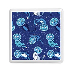 Cat Astronaut Space Suit Pattern Memory Card Reader (square) by Cemarart