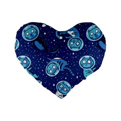 Cat Astronaut Space Suit Pattern Standard 16  Premium Heart Shape Cushions by Cemarart