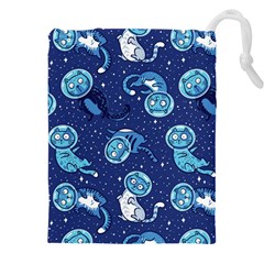 Cat Astronaut Space Suit Pattern Drawstring Pouch (4xl) by Cemarart