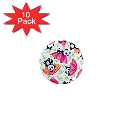 Panda Umbrella Pattern 1  Mini Magnet (10 Pack)  by Cemarart