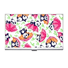 Panda Umbrella Pattern Business Card Holder by Cemarart