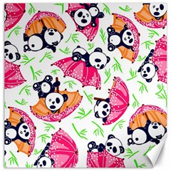 Panda Umbrella Pattern Canvas 12  X 12  by Cemarart