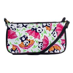 Panda Umbrella Pattern Shoulder Clutch Bag by Cemarart